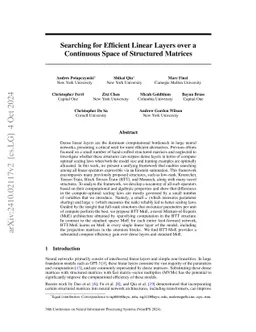 Searching for Efficient Linear Layers over a Continuous Space of
  Structured Matrices