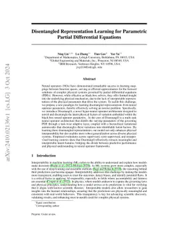 Disentangled Representation Learning for Parametric Partial Differential
  Equations