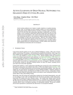 Active Learning of Deep Neural Networks via Gradient-Free Cutting Planes