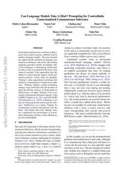 Can Language Models Take A Hint? Prompting for Controllable
  Contextualized Commonsense Inference