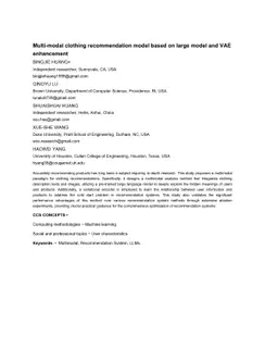 Multi-modal clothing recommendation model based on large model and VAE
  enhancement