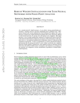 Robust Weight Initialization for Tanh Neural Networks with Fixed Point Analysis