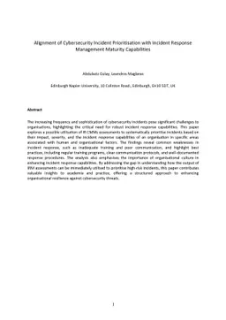 Alignment of Cybersecurity Incident Prioritisation with Incident
  Response Management Maturity Capabilities
