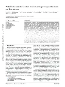 Probabilistic road classification in historical maps using synthetic
  data and deep learning