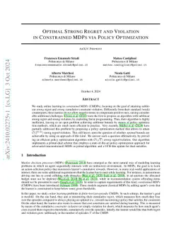 Optimal Strong Regret and Violation in Constrained MDPs via Policy
  Optimization