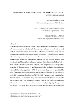 Morphological evaluation of subwords vocabulary used by BETO language
  model