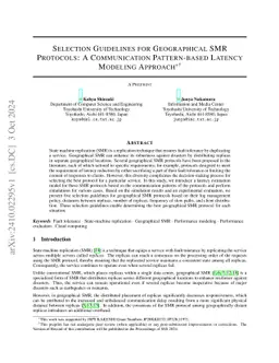 Selection Guidelines for Geographical SMR Protocols: A Communication
  Pattern-based Latency Modeling Approach