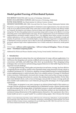 Model-guided Fuzzing of Distributed Systems
