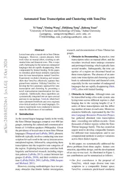 Automated Tone Transcription and Clustering with Tone2Vec