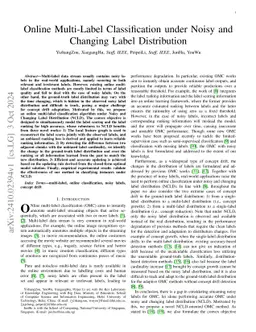Online Multi-Label Classification under Noisy and Changing Label
  Distribution