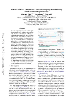Better Call SAUL: Fluent and Consistent Language Model Editing with
  Generation Regularization