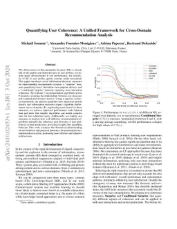 Quantifying User Coherence: A Unified Framework for Analyzing Recommender Systems Across Domains