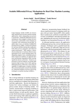 Scalable Differential Privacy Mechanisms for Real-Time Machine Learning
  Applications