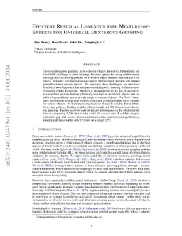 Efficient Residual Learning with Mixture-of-Experts for Universal
  Dexterous Grasping