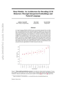 Meta-Models: An Architecture for Decoding LLM Behaviors Through
  Interpreted Embeddings and Natural Language