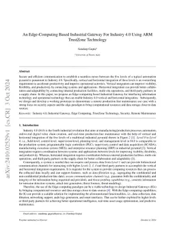 An Edge-Computing based Industrial Gateway for Industry 4.0 using ARM
  TrustZone Technology