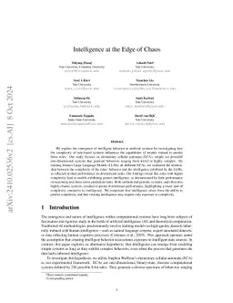 Intelligence at the Edge of Chaos