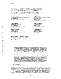Inverse Entropic Optimal Transport Solves Semi-supervised Learning via Data Likelihood Maximization