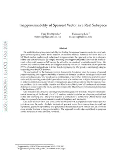 Inapproximability of Finding Sparse Vectors in Codes, Subspaces, and Lattices