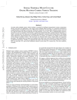 Spatial-Temporal Multi-Cuts for Online Multiple-Camera Vehicle Tracking