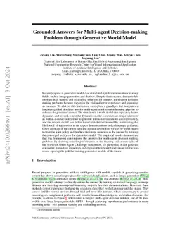 Grounded Answers for Multi-agent Decision-making Problem through
  Generative World Model