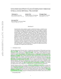 Unsupervised Point Cloud Completion through Unbalanced Optimal Transport