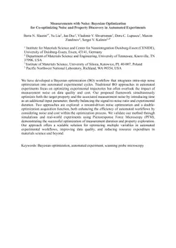 Measurements with Noise: Bayesian Optimization for Co-optimizing Noise
  and Property Discovery in Automated Experiments