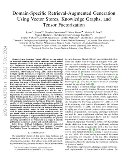 Domain-Specific Retrieval-Augmented Generation Using Vector Stores,
  Knowledge Graphs, and Tensor Factorization