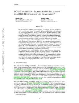 OOD-Chameleon: Is Algorithm Selection for OOD Generalization Learnable?