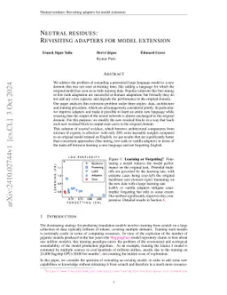 Neutral Residues: Revisiting Adapters for Model Extension