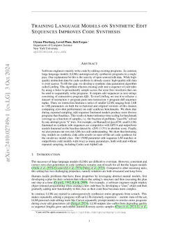 Training Language Models on Synthetic Edit Sequences Improves Code Synthesis