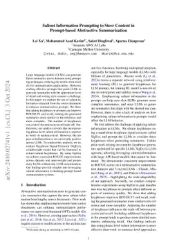 Salient Information Prompting to Steer Content in Prompt-based
  Abstractive Summarization