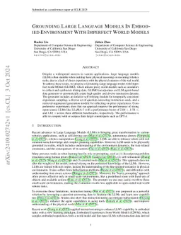 Grounding Large Language Models In Embodied Environment With Imperfect
  World Models