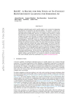 ReLIC: A Recipe for 64k Steps of In-Context Reinforcement Learning for
  Embodied AI