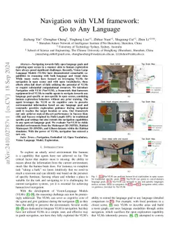 Navigation with VLM framework: Towards Going to Any Language