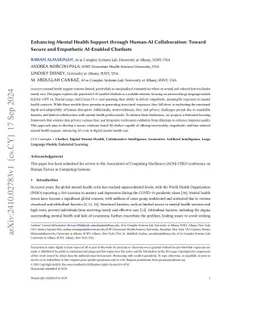 Enhancing Mental Health Support through Human-AI Collaboration: Toward
  Secure and Empathetic AI-enabled chatbots