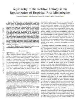 Asymmetry of the Relative Entropy in the Regularization of Empirical Risk Minimization
