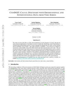 CAnDOIT: Causal Discovery with Observational and Interventional Data
  from Time-Series