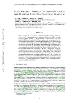 LLaMA-Berry: Pairwise Optimization for O1-like Olympiad-Level
  Mathematical Reasoning
