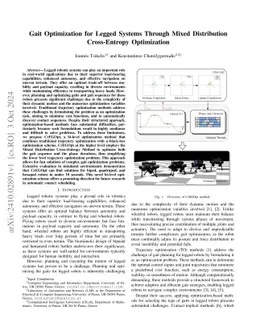 Gait Optimization for Legged Systems Through Mixed Distribution
  Cross-Entropy Optimization