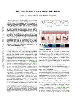 DecTrain: Deciding When to Train a Monocular Depth DNN Online