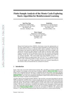 Finite-Sample Analysis of the Monte Carlo Exploring Starts Algorithm for
  Reinforcement Learning