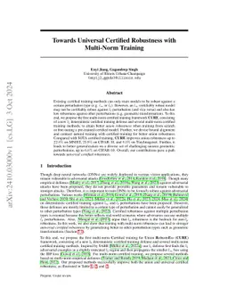 Towards Universal Certified Robustness with Multi-Norm Training