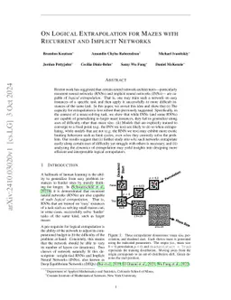 On Logical Extrapolation for Mazes with Recurrent and Implicit Networks