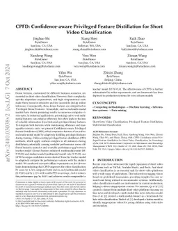 CPFD: Confidence-aware Privileged Feature Distillation for Short Video
  Classification