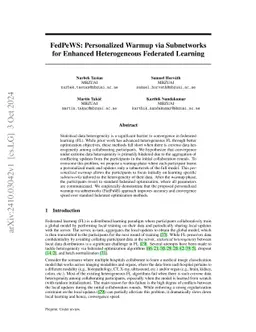 FedPeWS: Personalized Warmup via Subnetworks for Enhanced Heterogeneous Federated Learning