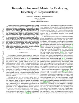 Towards an Improved Metric for Evaluating Disentangled Representations