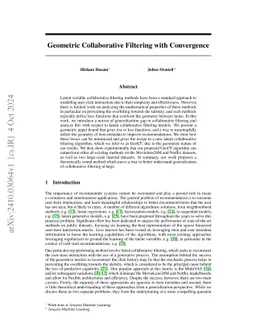Geometric Collaborative Filtering with Convergence