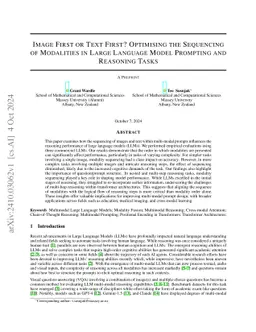 Image First or Text First? Optimising the Sequencing of Modalities in
  Large Language Model Prompting and Reasoning Tasks