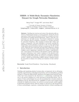 MBDS: A Multi-Body Dynamics Simulation Dataset for Graph Networks
  Simulators
